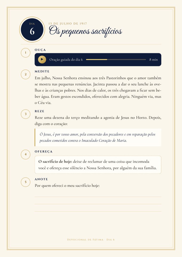 Página de um dia do devocional